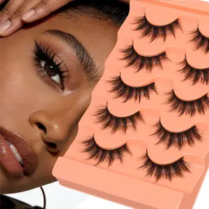 5 Pairs Natural Dense Fluffy False Eyelashes, DIY Volume Lash Extension, Longer Looking Eyelashes, Soft Lightweight, Long Lasting Waterproof, Easy Home Application for Beginners