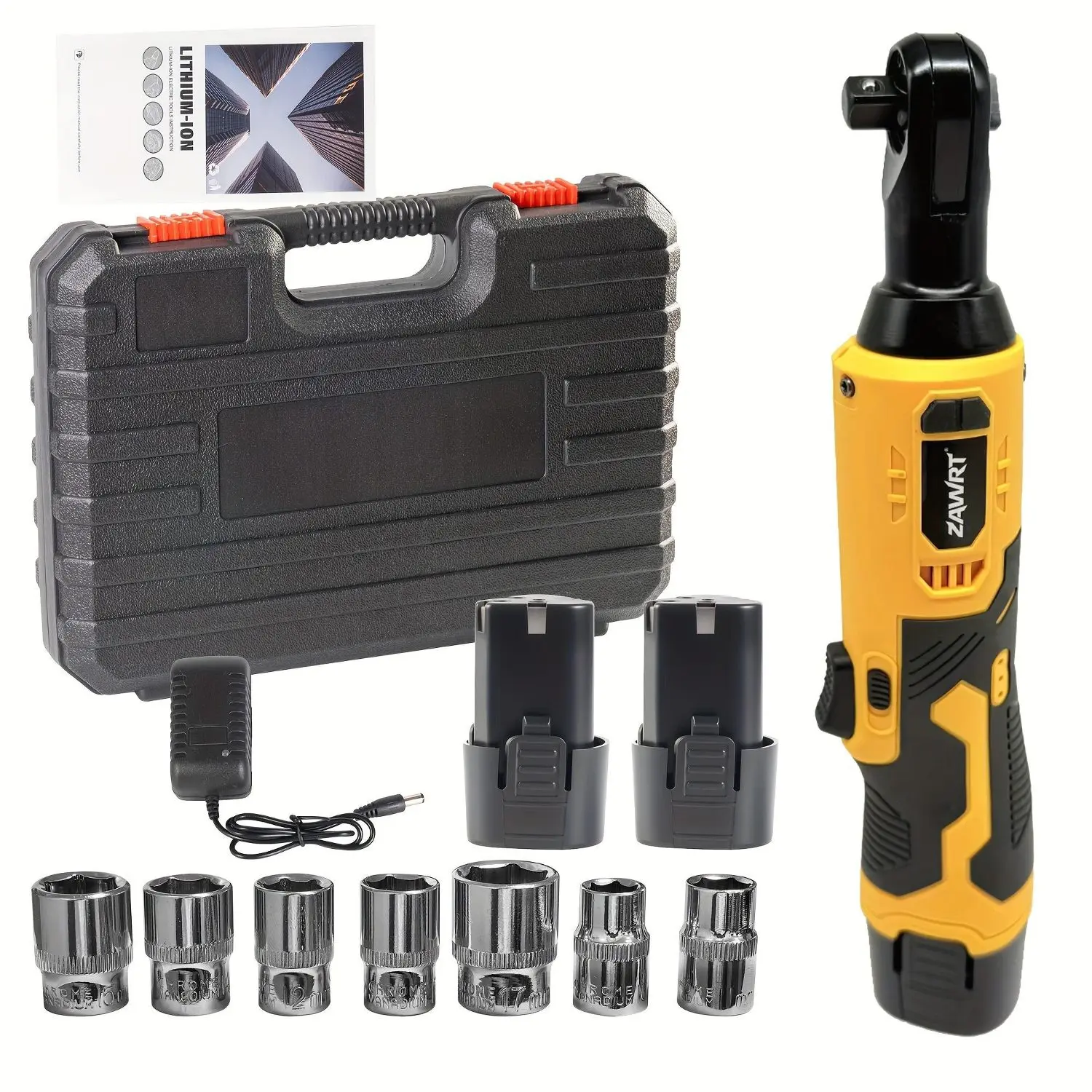 [12V Electric Ratchet Wrench] 12V Cordless Electric Ratchet Wrench Set - 45Nm High Torque 3/8" Rechargeable Automotive Repair Tool - Angle Frame Installation - Home Improvement - Best Gift for Family
