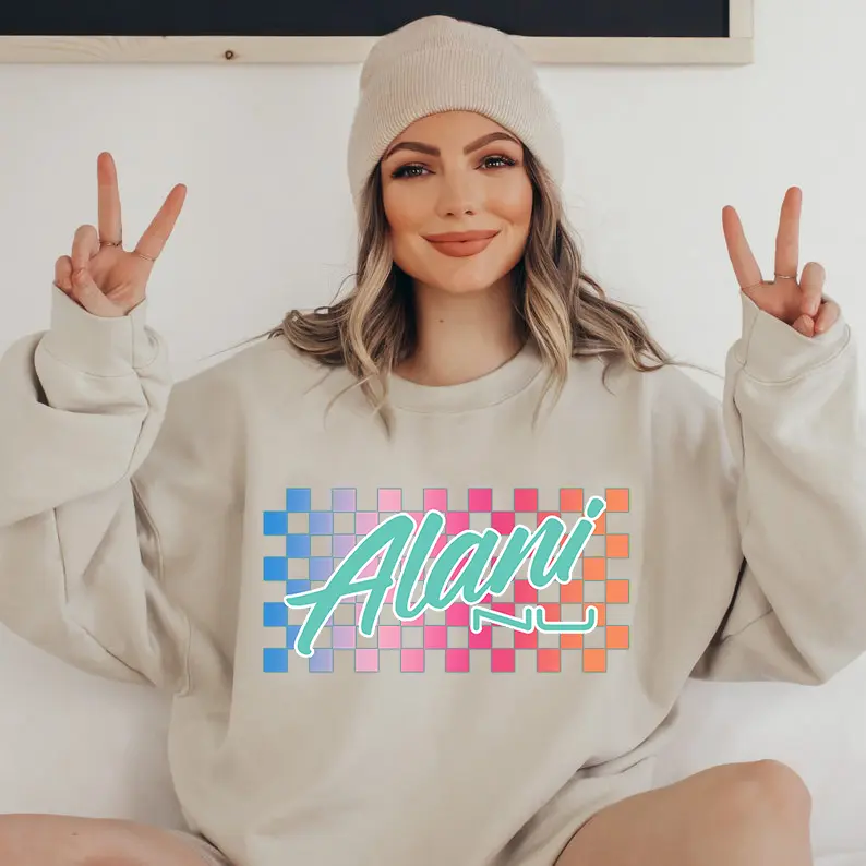 Checkered Alani Shirt, Retro Alani Shirt, Alani Lover Sweatshirt - Styles For Every Occasion - Unisex And Inclusive - Shades For Everyone Fabric Fitted