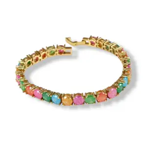 Tennis colors brazalete Gold Plated 14 k 7 1/2 inches