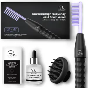 NuDerma High Frequency Hair & Scalp Wand Advanced Scalp Care System with Ultimate Hair & Scalp Serum for Fuller Healthier Hair by PURE DAILY CARE NuDerma High Frequency Hair & Scalp Wand Advanced Scalp Care System with Ultimate Hair & Scalp Serum for Fuller Healthier Hair by PURE DAILY CARE