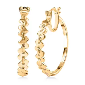 Heart Hoop Earrings in 18K Yellow Gold Plated Bronze
