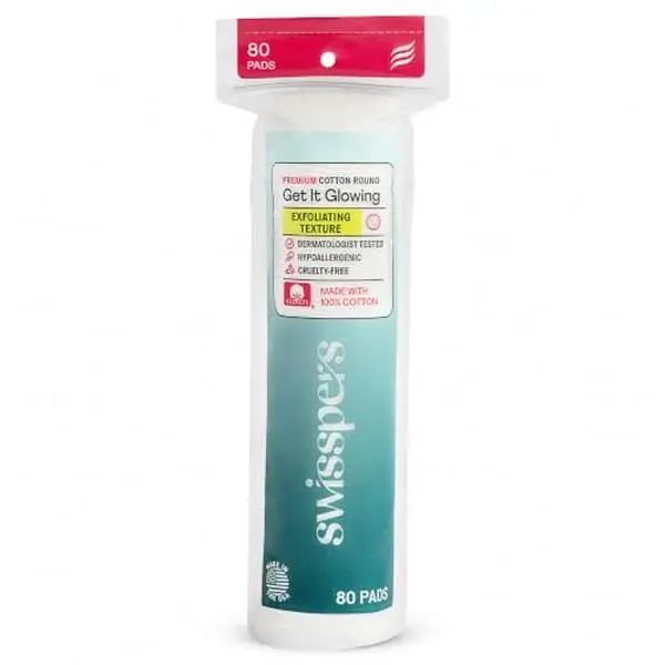 Swisspers Premium Exfoliating Cotton Rounds, 80 Count