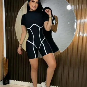 Jumpsuit Corto with Suplex Efecto Faja for Women - Stylish and Flattering Fit - Ideal for Various Occasions - Comfortable and Versatile Romper Womenswear Rompers