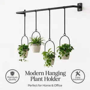 Hanging Planters for Windows Indoor Outdoor, 4 Packs Melamine (Ceramic-Like) Flower Pots with Drainage, Unbreakable & Lightweight Herb Garden Kit for Kitchen, Patio, Balcony