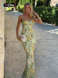 Beaded Print Halter Dress, Sleeveless, Elegant Evening Gown, Formal Wear, Perfect for Parties & Special Occasions, Stylish Chic Women's Fashion, Unique Design