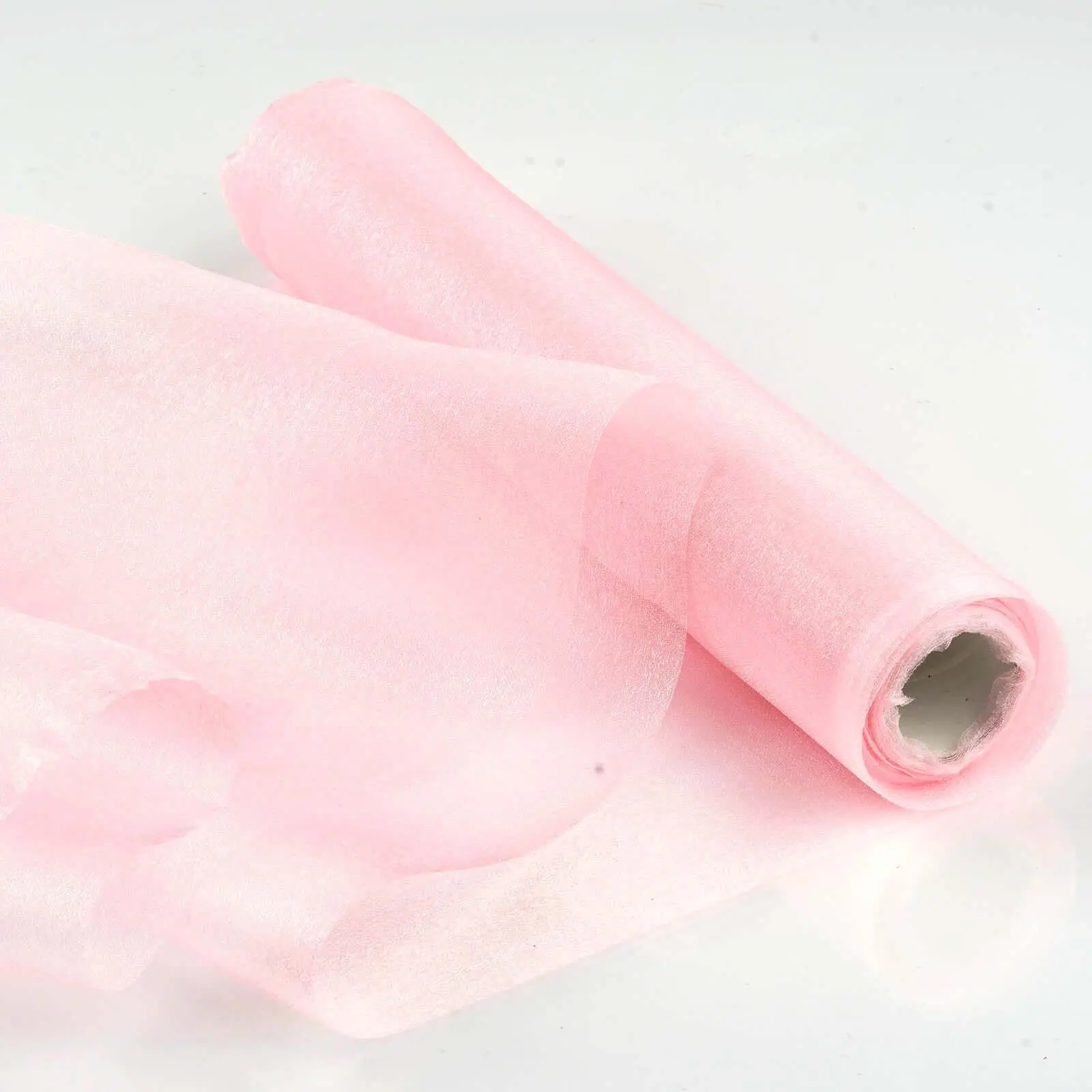 Pink Sheer Chiffon Fabric Bolt - 12in x 10yd Voile Drapery Fabric for DIY Crafts, Table Decor Ideas, Dining Table Decor, Gowns, Walls