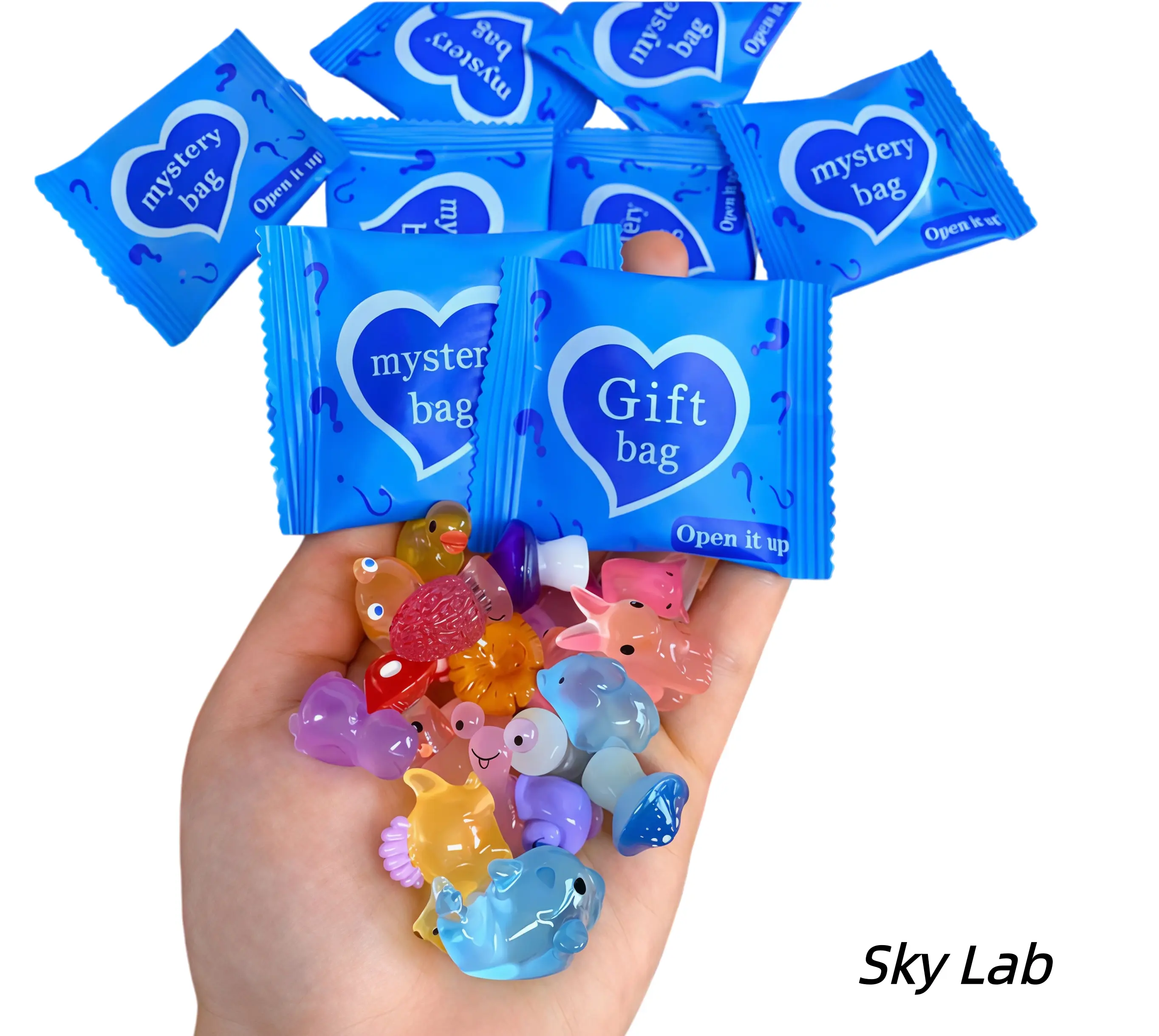 Sky Lab Mini Glam Glow-in-the-Dark Animal Resin Figurine Set (Assorted Styles, Colors; 50/100pcs Pouch) - Tabletop Desk Decor, Dollhouse Ornament, Kids' DIY Craft Gift