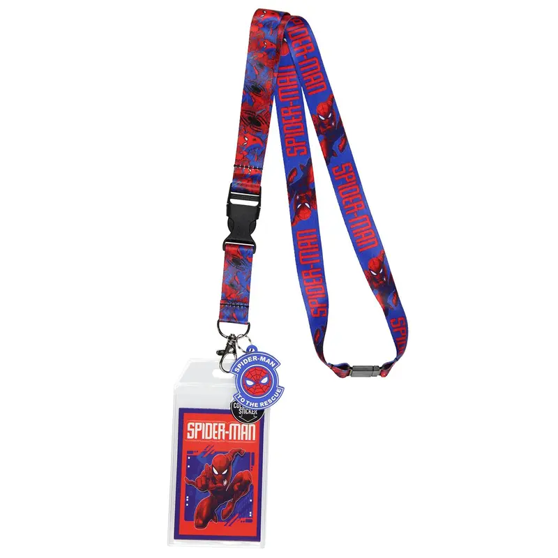 Marvel Spider-Man ID Badge Holder Lanyard w/ Rubber Pendant and Collectible Sticker
