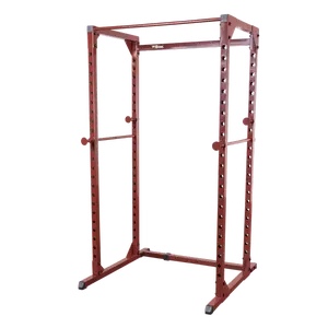 Fitness Power Rack for Home Gym, Adjustable Barbell Squat Stand with Pull-Up Bar, Red Steel