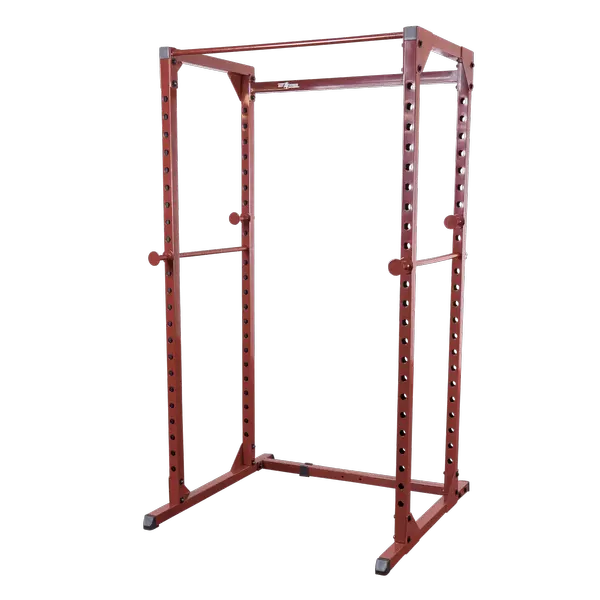 Fitness Power Rack for Home Gym, Adjustable Barbell Squat Stand with Pull-Up Bar, Red Steel