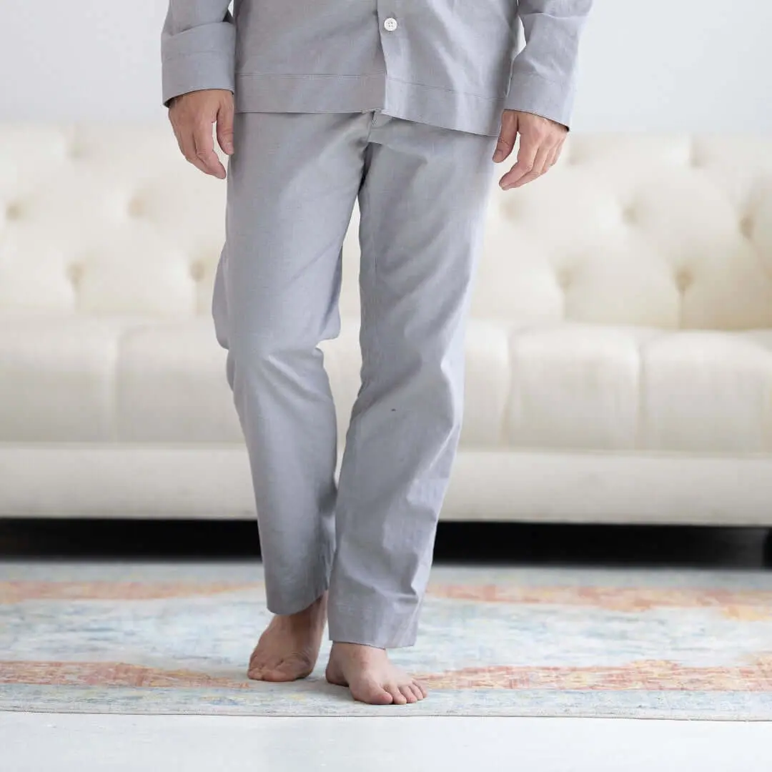 Grey Brushed Flannel Pajama Pant with Magnetic Fly