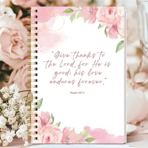 A5 Bible Study Notebook, Soap Journal, Prayer Scripture Observation, Floral Cover, Coil Binding, Portable Devotional Diary
