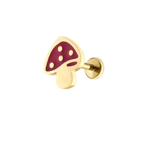 Fairy Mushroom Enamel Flat Back Stud