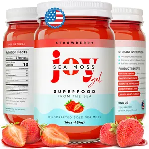 Joy Sea Moss Gel 16 oz Strawberry Flavor Made in USA Rich in Vitamins Minerals Nutritional Supplement for Immune Health Digestive Wellness