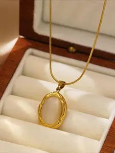 Oval Shaped Pendant Necklace for Women & Girls, Elegant Necklace, Fashion Jewelry for Party, Daily Clothing Decor, Trendy All-match & Exquisite Jewelry for Birthday Gift