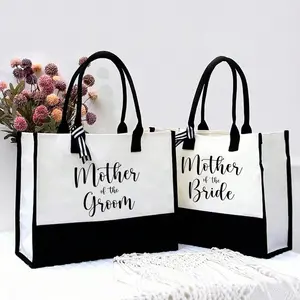 Bride's Mother and Groom's Mother Canvas Tote Bag Set, suitable for weddings, engagements, bachelorette parties, bridal showers, etc., and also makes a great Christmas gift.