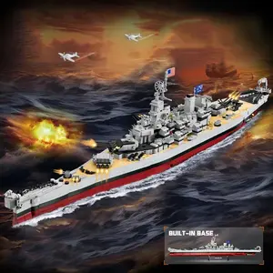 2228PCS Lowa Class USS Missouri Building Blocks Model Ship Building Blocks Desktop Ornaments Collection Kids Assembly Small Particle Bricks Sets Gifts For Birthday