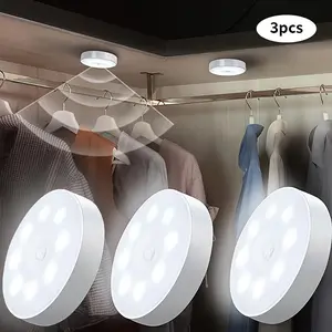 3pcs Motion Sensor Closet Lights,Rechargeable LED Night Light with Motion Sensor, Magnetic Installation, Warm, Ideal for Living Room, Bedroom, Closet, Hallway (No Wiring Needed)