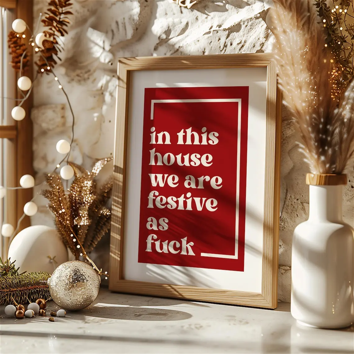 Festive as FVck Wall Art Print - Funny Xmas Decor - Christmas Poster - Christmas Home Decor-Gift For Xmas
