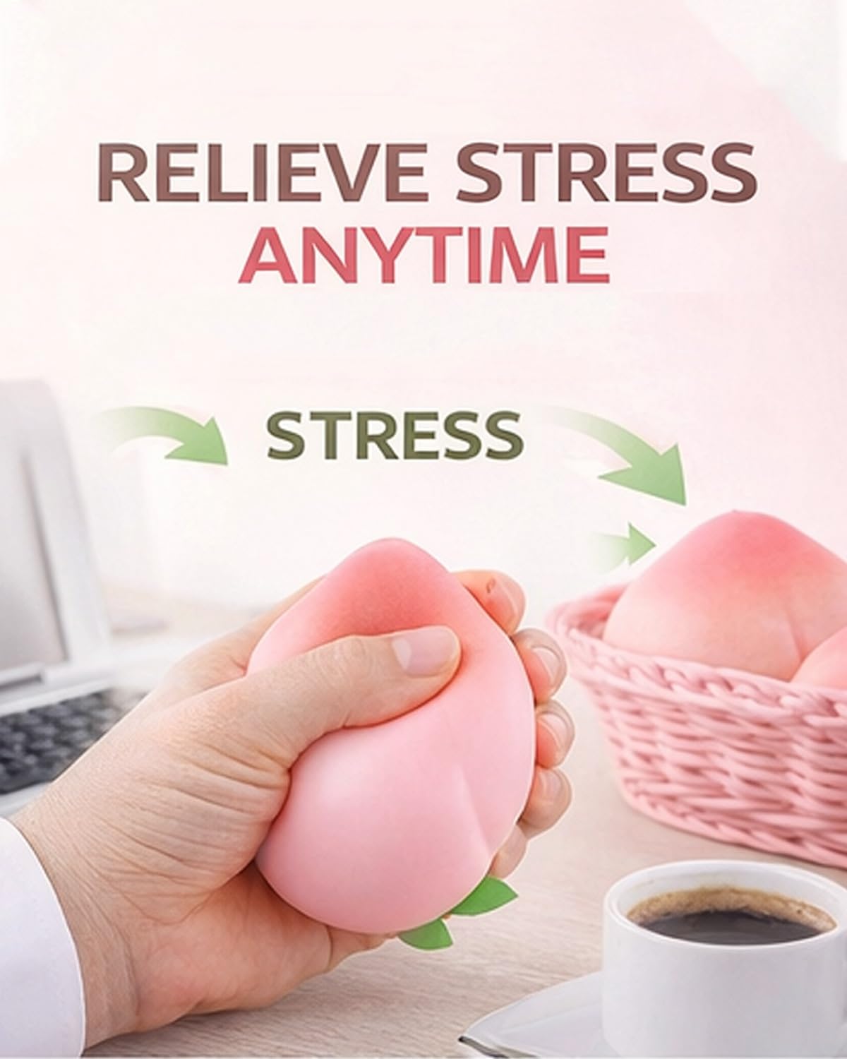 Transparent Peach Squishy Stress Relief Toy – Slow Rebound Soft Squeeze Peach for Adults, Sensory Fidget, Anxiety & Stress Relief, Fun Desk & Home Relaxation Gift carrot balloon wax slime dumpling salted butter