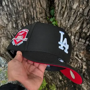 New Era Black LA Dodgers Snapback Hat Red Undervisor 9FORTY Style Cap | High Crown Flat Brim Baseball Hat For Men Women, Premium Embroidered Logo, Side Patch Design, Urban Streetwear Fashion Casual Wear Collector Edition