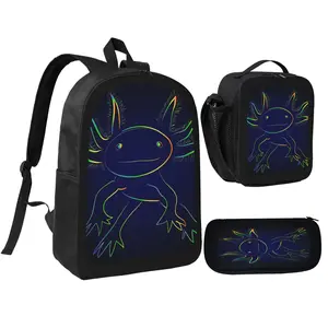Rainbow Axolotls 3Pcs Backpack Unisex Adjustable Backpacks,Travel Laptop Backpack