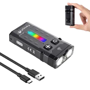 1100 Lumen Small EDC Keychain Flashlight with Green Lase - Rechargeable RGB LED Clip on Flashlight, Multi-Functional and Magnetic Tail Suitable for Outdoor Emergency Gear，RGB，