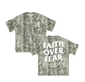 Vintage Unisex Faith Over Fear Dead Leaves Camo 3D T-Shirt for Men and Women, Retro Camo Faith Over Fear 3D T-Shirt, Perfect for Casual Wear, Camo T-Shirt, 3D Camo T-Shirt, 3D Camo Style Tee, 3D Camo Shirt