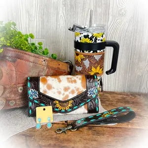 Western Mom On The Go Bundle – 4 or 5 Piece Western Accessory Set (Wallet, Tumbler, Jewelry & Keychain) Gift Basket Set Gift Box