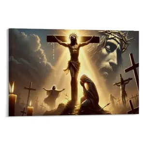Jesus Christ Canvas Paintings - Religious Home Decor, Biblical-Themed Prints, Crucifix Motif Prints, Faith-Themed Graphics, Inspirational Graphics for Wall Ornaments