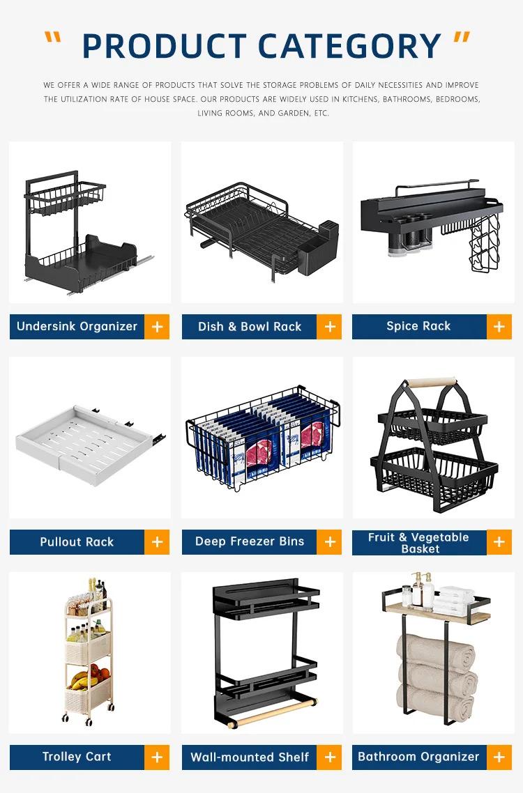 Under-Sink Expandable 2 Tier Metal Steel Adjustable Dual Drawer Under The Sink Sliding Cabinet Storage Organizer Manufacturer