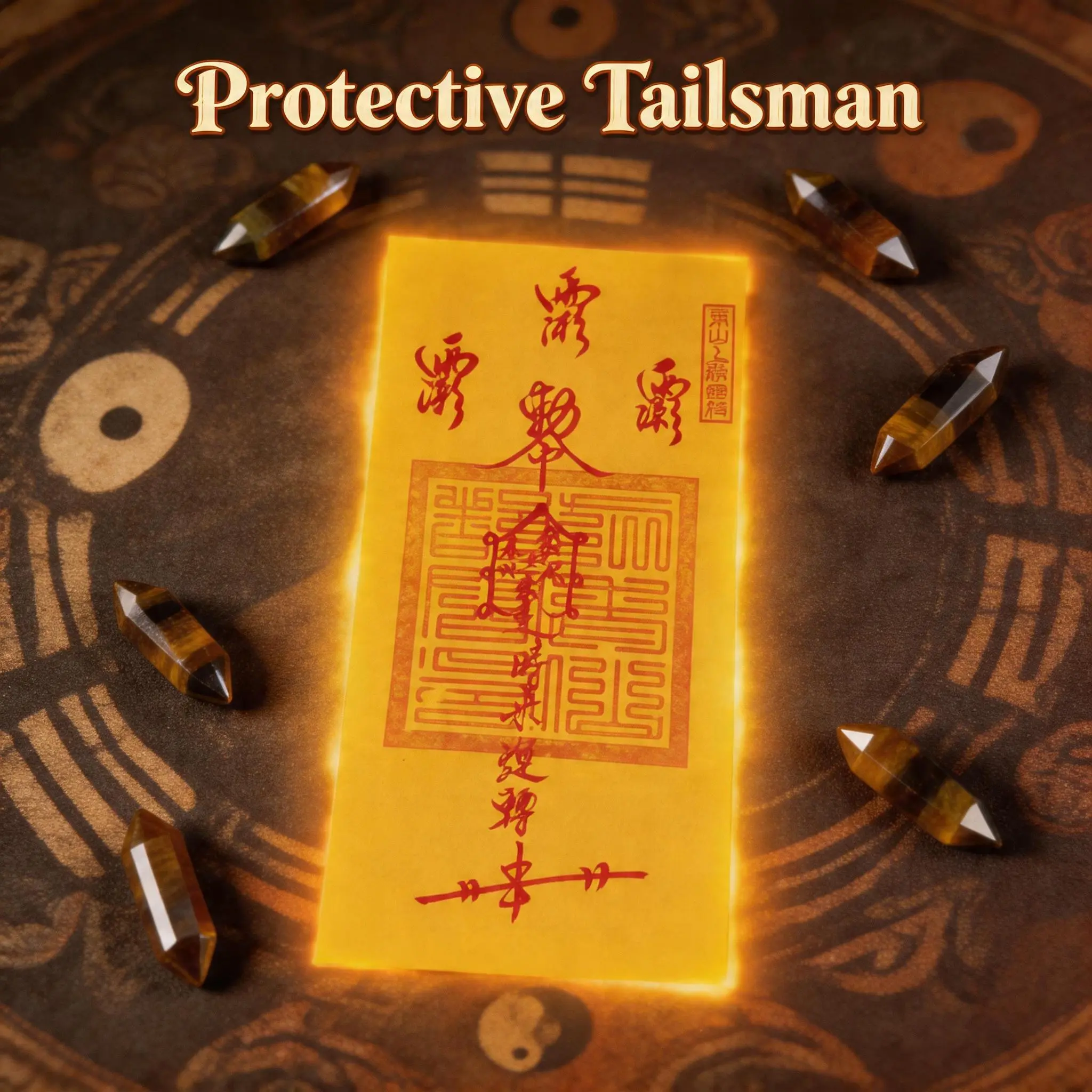 【Ritual Blessed】Taoist Consecrated Protective Talisman Charm Pendant, Handcrafted Print by Taoist Priest, Reduces Bad Luck, Wards Off Evil and Danger Amulets Decoration Items