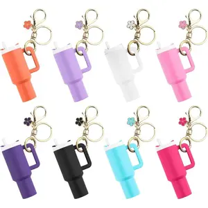 8 Pack Mini Tumbler Keychain for Stanley Cup Chapstick Holder for Women and Girls Cute Colorful