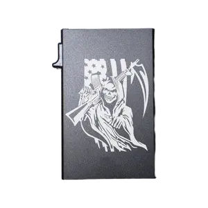 Reaper With Flag - Custom Engraved Metal Ultra Thin Slim Wallet Minimalist Card Case Men Women RFID Card Holder