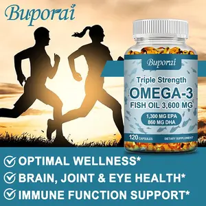 Buporai OMEGA-3 Dietary Supplements - Fish Oil Supplement - 3600MG - Supports Healthy Joints, Eyes, Brain, Immune System