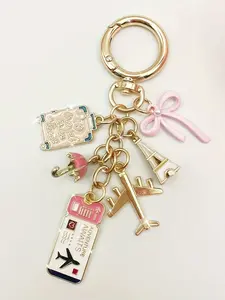 Elegant Butterfly-Shaped Travel Keychain Pendant, Bag Charm Keychain, Oil-Drop Plane Design, Custom Decorations Like Luggage Tags & Passport Holder