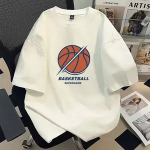 High end trendy men's printed pure cotton t-shirt for 2026 summer new casual short sleeved trendy clothing, simple base shirt, pure cotton unisex