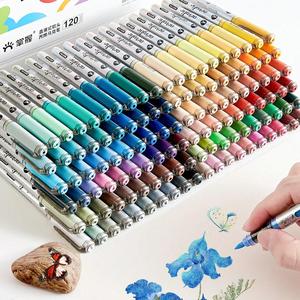 120 colors acrylic paint pen, 1 box soft brush tip acrylic paint marker, art supplies quick-drying waterproof acrylic marker for drawing rock painting, colorful diy crafts