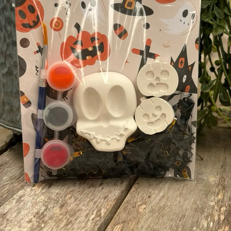 Halloween paint kits, skeleton, bat, tombstone , RIP, ghost and witch house