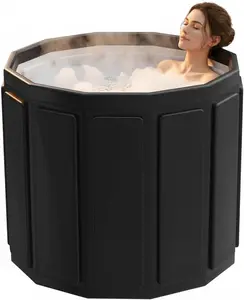 Portable Bathtub for Adult, Foldable Soaking Bathtub for Hot Spa&Ice Bath, Foldable Small Bathtub Collapsible Bathtub for Bathing, 6-Layer Insulated Portable Tub,Space-Saving (Black, 25.9X27.5 IN) Haiqualine