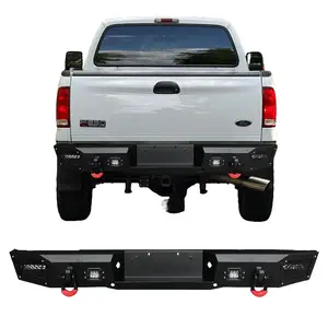 TIOYAR Steel Rear Bumper Black Texture for 1999-2016 Ford F250 Super Duty F-350 Super Duty with LED Lights 2 x D-Rings Off-Road Performance
