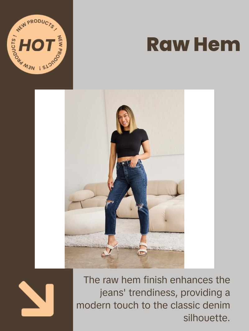 RFM Crop Dylan Full Size Tummy Control Distressed High Waist Raw Hem Jeans