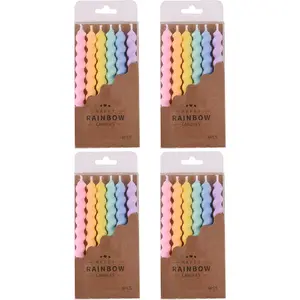 24-Count Rainbow Spiral Birthday Candles with Holders, Party Candles,  Candles