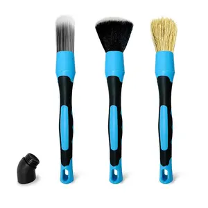 Car Detailing Brush Set, 1 Set Auto Detailing Brush, Boars Hair Detailing Brushes, Car Detailing Accessories, Soft No Scratch Brush for Interior Exterior, Wheels, Leather Seats