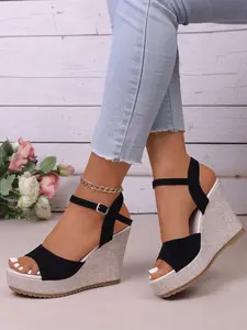 Women's Thick Rubber Sole Wedge Sandals, Casual Fashion Open Toe Shoes, Perfect for Travel, Outdoors, Parties, and More