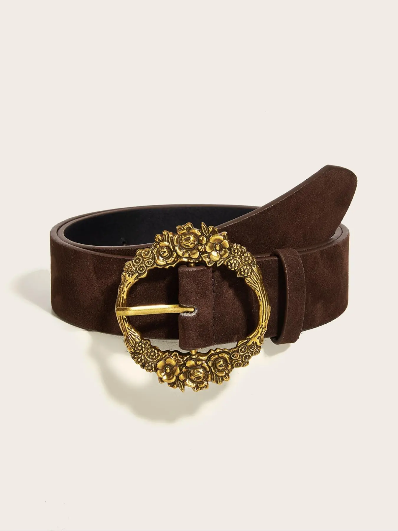 Boho Style Vintage Gold Round Buckle Belt, Fashionable Pu Leather Belt for Women, Casual Modern Waistband  for Jeans, Fashion Belt for Party, Daily Clothing Decor, Vintage Western Belt, Fashion Vintage Belts