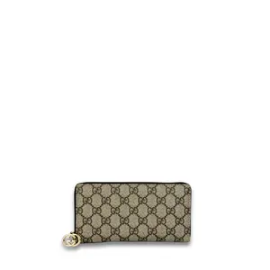 Pre-owned GUCCI Coated Canvas Small Leather Goods Supreme Zipper Wallet