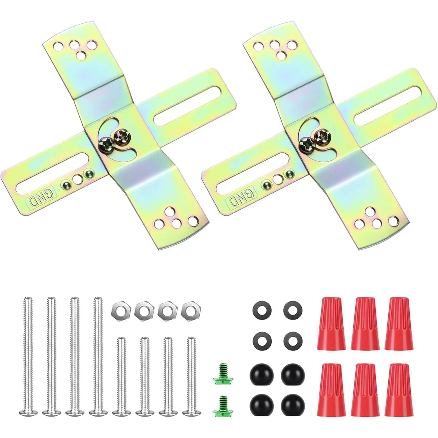 Light Fixture Mounting Brackets Adjustable Mounting Plates for 4" J-Box Light Crossbar Set with Screw and Nuts for Wall Ceiling Light Chandelier Pendant 2 Pack Black