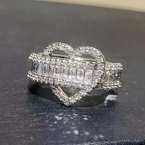 Zircon Heart Wrap Ring, Women's Fashionable Party Jewelry, Personalized Birthday & Mother's Day Gift
